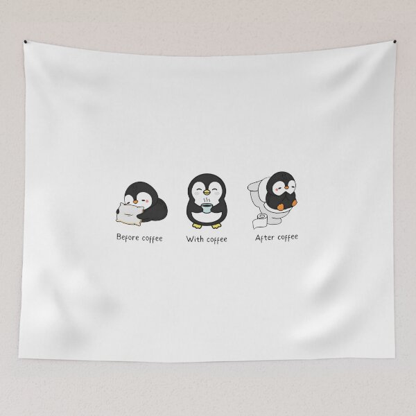 Item preview, Cute Penguin Before Coffee With Coffee After Coffee Funny Morning Humor designed and sold by ChristiPeta.