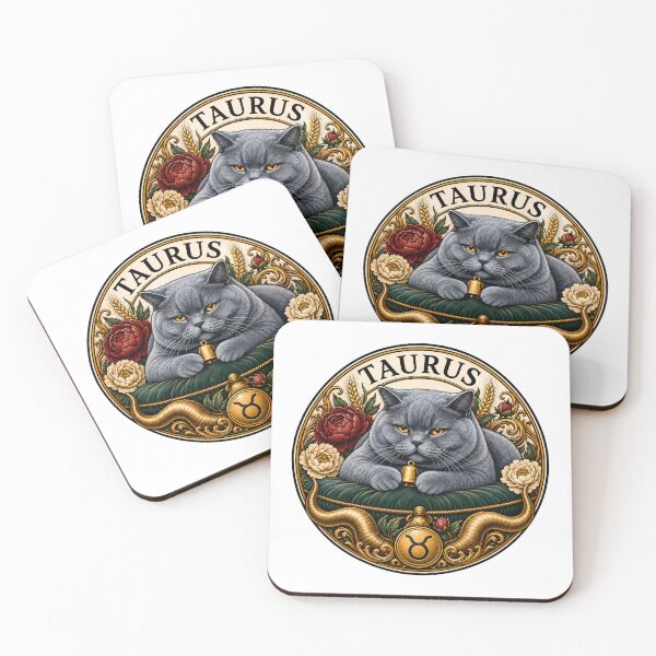 Item preview, Taurus Gray Cat Celestial Zodiac Bull designed and sold by Old's Cool Cat Studio.