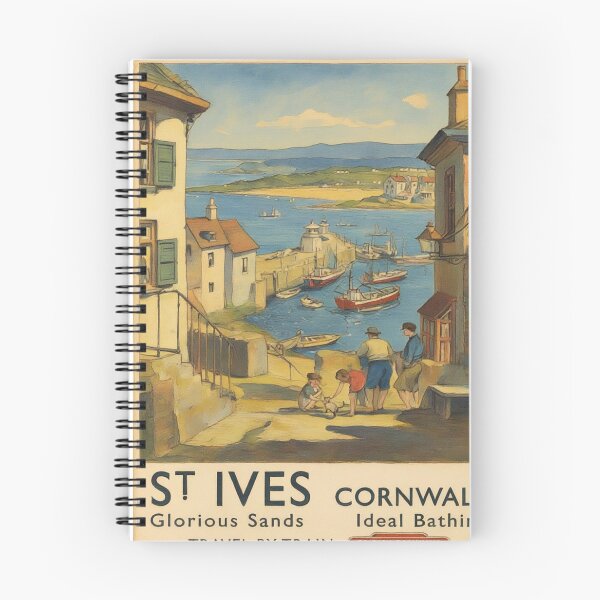 Artikelvorschau, St Ives Cornwall Original Custom Vintage Poster Wandkunst Design Geschenk Kissen Heimtextilien entworfen und verkauft von Cool Robot Bro..