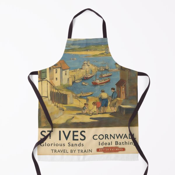 Artikelvorschau, St Ives Cornwall Original Custom Vintage Poster Wandkunst Design Geschenk Kissen Heimtextilien entworfen und verkauft von Cool Robot Bro..