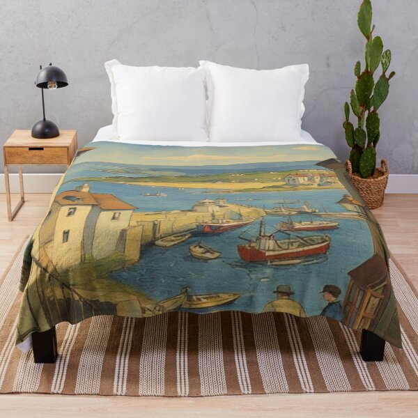 Item preview, St Ives Cornwall Original Custom Vintage Poster Wall Art Design Gift Pillow Home Soft Furnishing designed and sold by Cool Robot Bro..