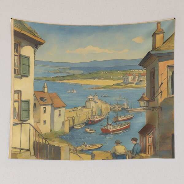 Item preview, St Ives Cornwall Original Custom Vintage Poster Wall Art Design Gift Pillow Home Soft Furnishing designed and sold by Cool Robot Bro..