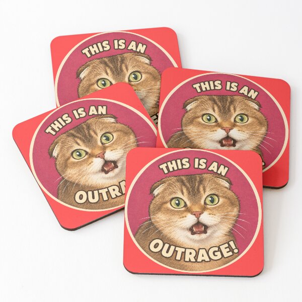 Item preview, Funny Angry Scottish Fold Cat Meme – This Is an Outrage! designed and sold by NoodlesTheCat.