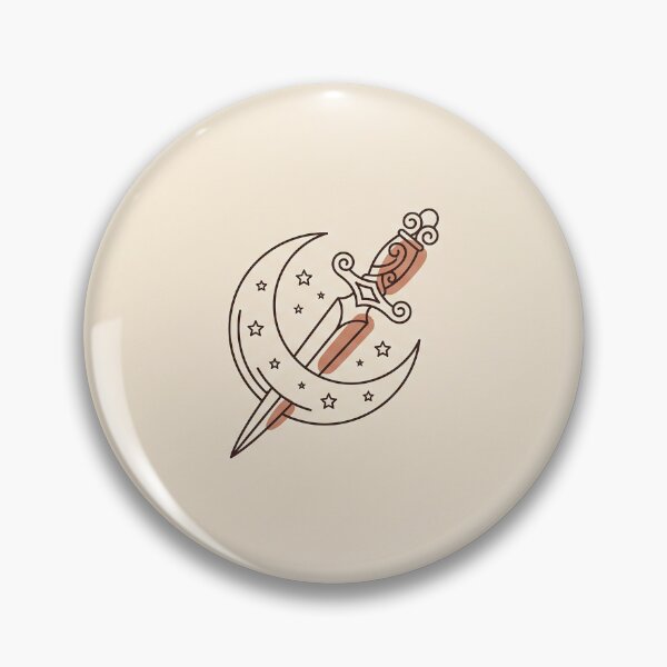 Item preview, Celestial Dagger and Crescent Moon - Minimalist Monoline Sticker designed and sold by MissoStudio.