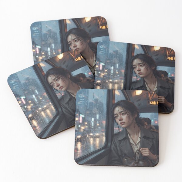 Item preview, Rainy Friday Evening Bus Ride in Seoul: Moody Commute Aesthetic, Lo-Fi City Rain  designed and sold by SOOstudio73.