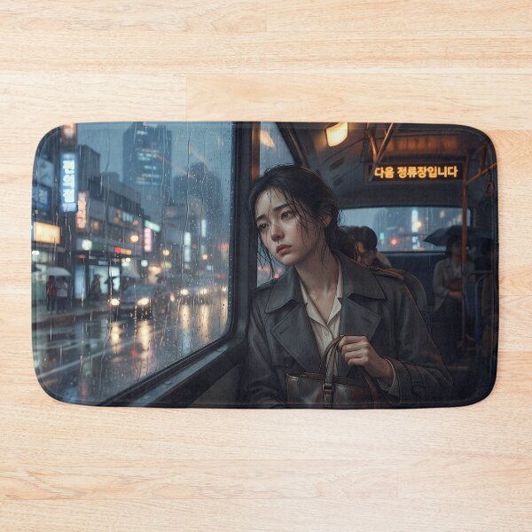 Item preview, Rainy Friday Evening Bus Ride in Seoul: Moody Commute Aesthetic, Lo-Fi City Rain  designed and sold by SOOstudio73.