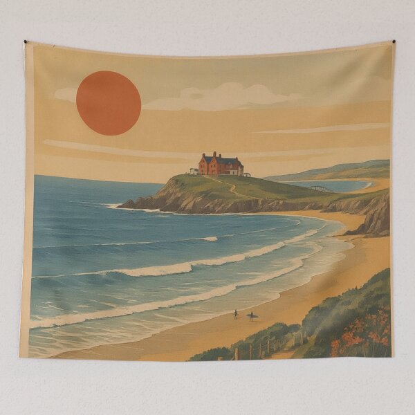 Item preview, Newquay Cornwall Original Custom Vintage Poster Wall Art Design Gift Pillow Home Soft Furnishing designed and sold by Cool Robot Bro..