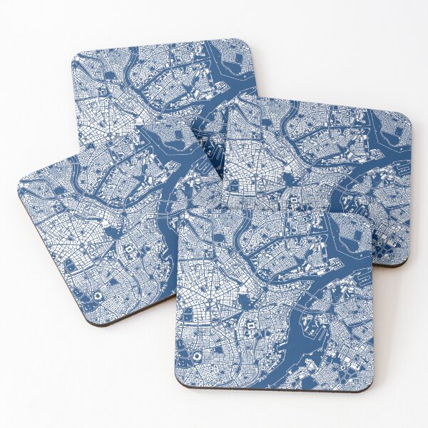 Item preview, Hand drawn city map white on blue designed and sold by The Imperfect City.