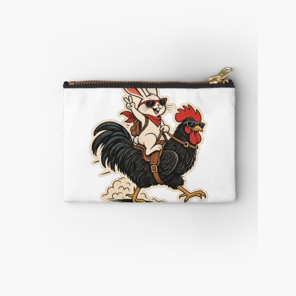 Item preview, Cool Rabbit Riding a Black Rooster Retro Adventure designed and sold by Genzfirevibes.