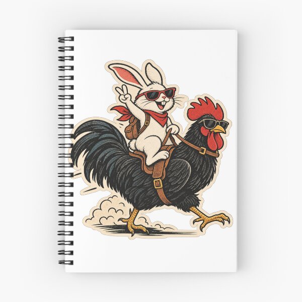 Item preview, Cool Rabbit Riding a Black Rooster Retro Adventure designed and sold by Genzfirevibes.