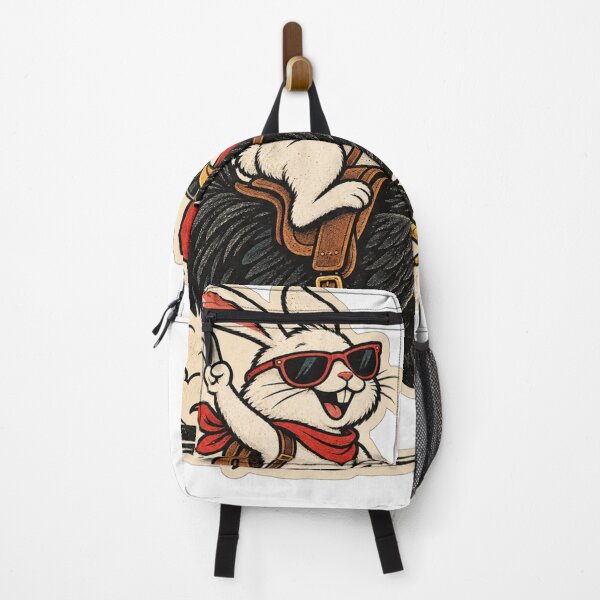 Item preview, Cool Rabbit Riding a Black Rooster Retro Adventure designed and sold by Genzfirevibes.