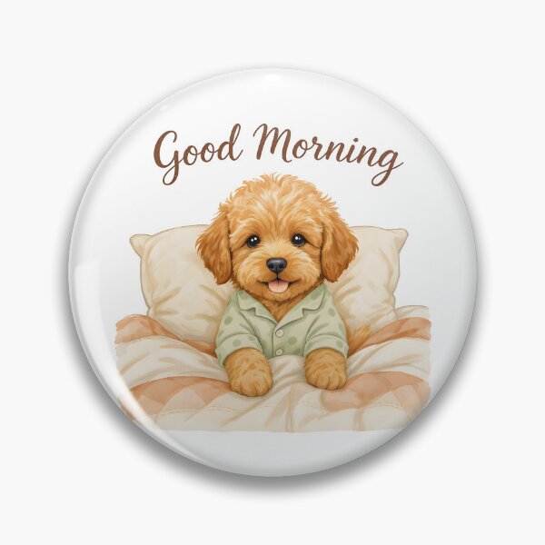 Item preview, Cute Goldendoodle Good Morning Art designed and sold by Kedspicedesign.