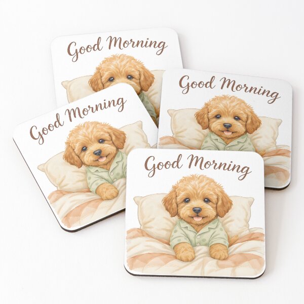 Item preview, Cute Goldendoodle Good Morning Art designed and sold by Kedspicedesign.