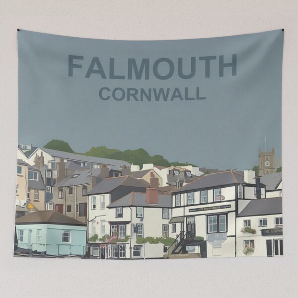 Item preview, Falmouth Cornwall Original Custom Vintage Poster Wall Art Design Gift Pillow Home Soft Furnishing designed and sold by Cool Robot Bro..