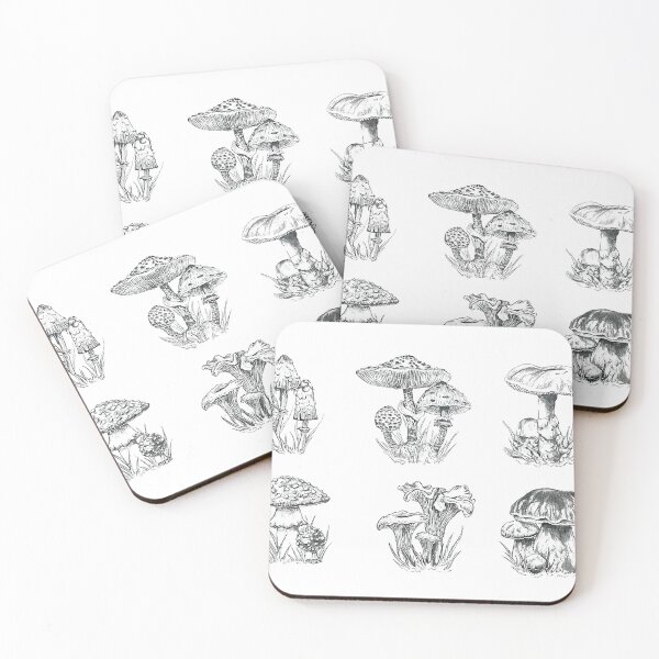 Item preview, Six Realistic Mushrooms – Botanical Pencil Art designed and sold by SaskiaFranken.