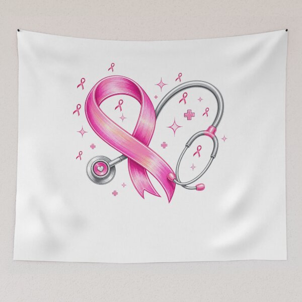 Item preview, Doctor Nurse Heart Love Pink Ribbon Breast Cancer Awareness designed and sold by ZANNIX.