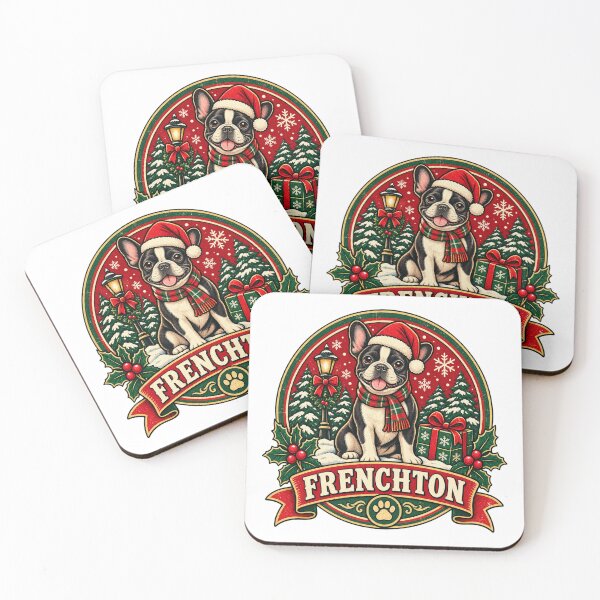 Item preview, Frenchton Christmas Shirt – Cute Santa Hat Retro Badge Design designed and sold by Globalcitytees.