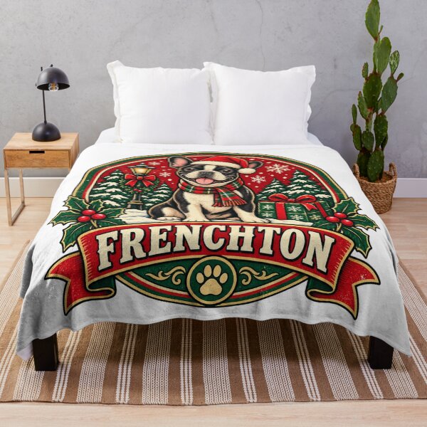 Item preview, Frenchton Christmas Shirt – Cute Santa Hat Retro Badge Design designed and sold by Globalcitytees.