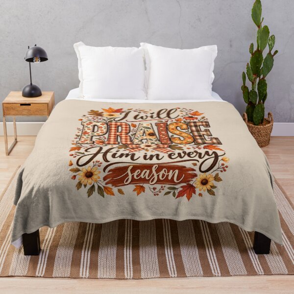 Item preview, I Will Praise Him in Every Season Christian Autumn Floral Typography Graphic designed and sold by PACS0011.