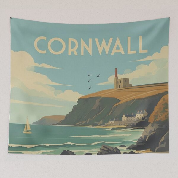 Item preview, Cornwall Original Custom Vintage Poster Wall Art Design Gift Pillow Home Soft Furnishing designed and sold by Cool Robot Bro..