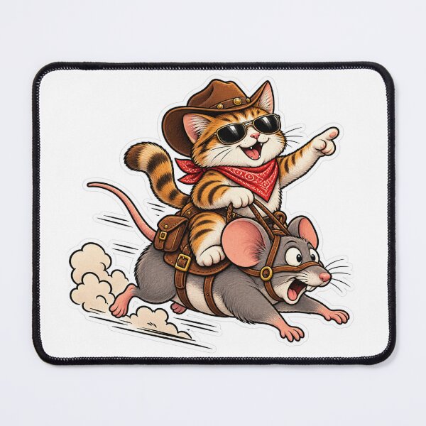 Item preview, Cowboy Cat Riding a Mouse Funny Western Adventure designed and sold by Genzfirevibes.