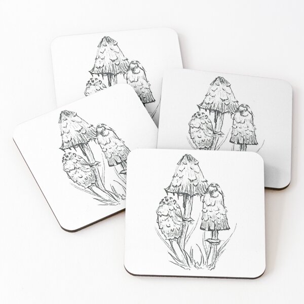 Item preview, Ink Cap Mushroom – Realistic Botanical Pencil Art designed and sold by SaskiaFranken.