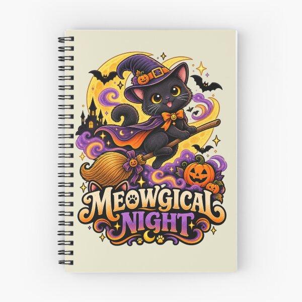 Item preview, Magical Night Cute Black Cat Witch Halloween designed and sold by RealCuties.