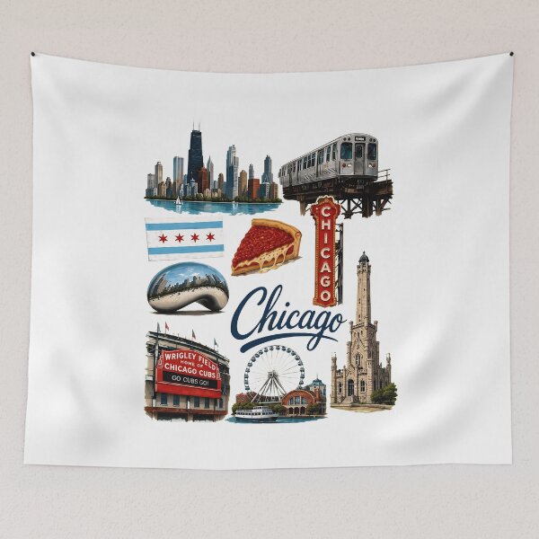 Item preview, Chicago City Collage Retro Design designed and sold by SarahSanc43018.