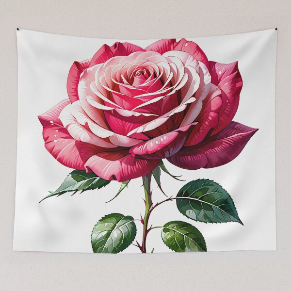 Item preview, Elegant Pink Rose Bloom with Fresh Green Leaves. designed and sold by MissYouONLY.