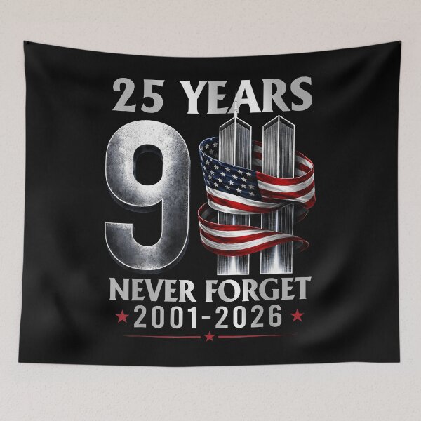 Item preview, 25 Years 9 11 Never Forget 2001 2026 Twin Towers American Flag Memorial Patriotic Fan Apparel designed and sold by slmfams.