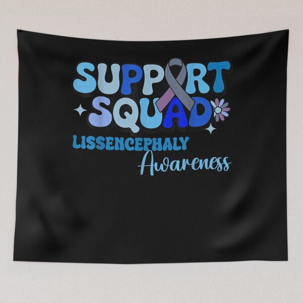 Item preview, Support Squad Lissencephaly Awareness Blue Ribbon Heart Flower Charity Fan Apparel designed and sold by slmfams.
