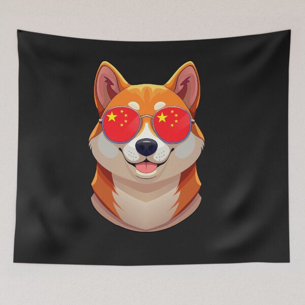 Item preview,  Vintage Patriotic Shiba Inu Chinese Flag designed and sold by DreamBrushy.