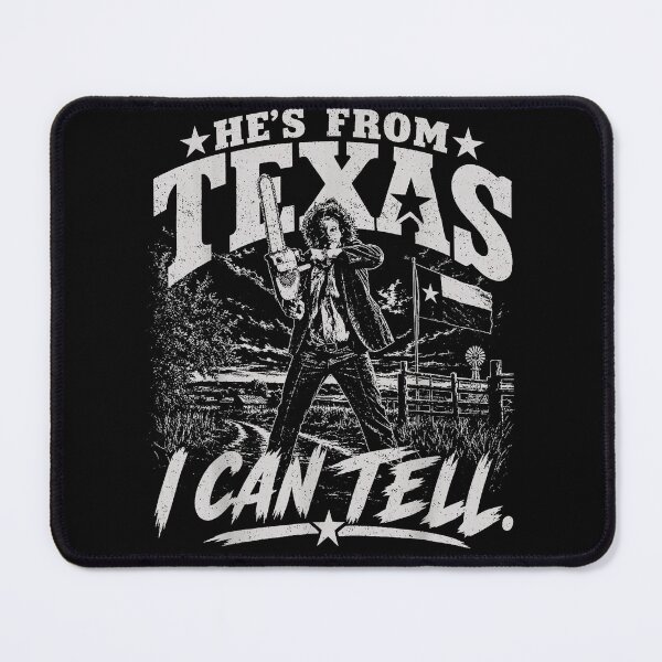 Item preview, Hes From Texas I Can Tell Leatherface Chainsaw White Vintage Horror Movie Fan Apparel designed and sold by slmfams.