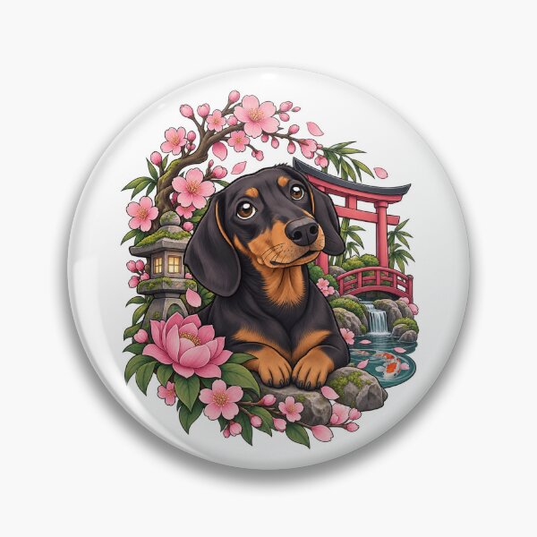Item preview, Dachsund and Flowers  designed and sold by doddle&bloom.
