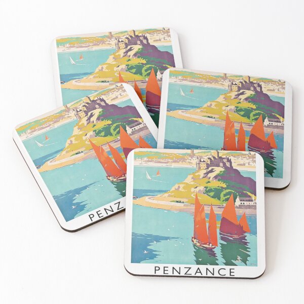 Item preview, Penzance Cornwall Original Custom Vintage Poster Wall Art Design Gift Pillow Home Soft Furnishing designed and sold by Cool Robot Bro..