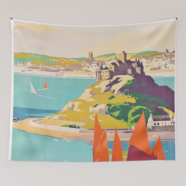 Item preview, Penzance Cornwall Original Custom Vintage Poster Wall Art Design Gift Pillow Home Soft Furnishing designed and sold by Cool Robot Bro..