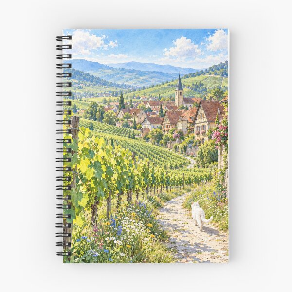 Item preview, Vineyard Sunlight – White Cat in the Alsace Countryside designed and sold by SEIMEI2025.