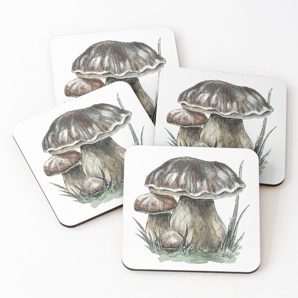 Item preview, Realistic Porcini Mushroom – Pencil and Watercolor Botanical Fungi Illustration designed and sold by SaskiaFranken.