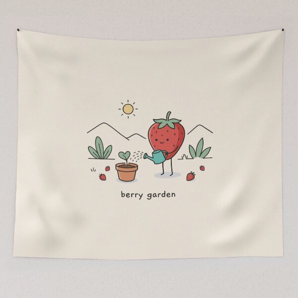Item preview, Cute Strawberry Watering Plant Berry Garden Illustration designed and sold by Eathusiast.