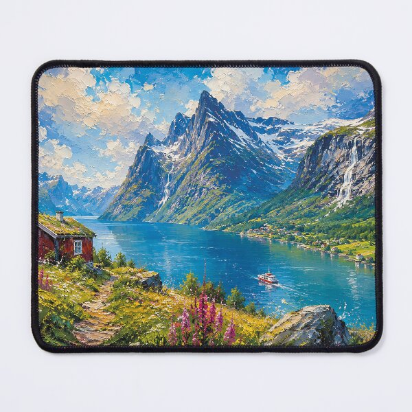 Item preview, Beautiful Fjords of Norway painting: Where Mountains Meet the Sea designed and sold by GalleryKauffeld.
