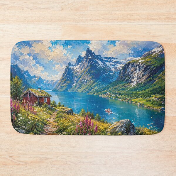 Item preview, Beautiful Fjords of Norway painting: Where Mountains Meet the Sea designed and sold by GalleryKauffeld.