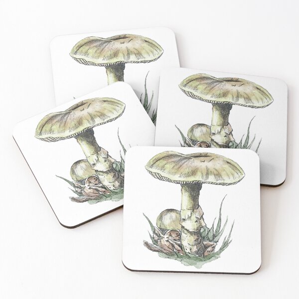 Item preview, Death Cap Mushroom – Realistic Pencil and Watercolor Botanical Illustration designed and sold by SaskiaFranken.