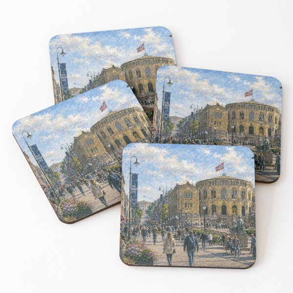 Item preview, Karl Johans Gate in Oslo painting, Norway – A Beautiful place in Scandinavia. designed and sold by GalleryKauffeld.