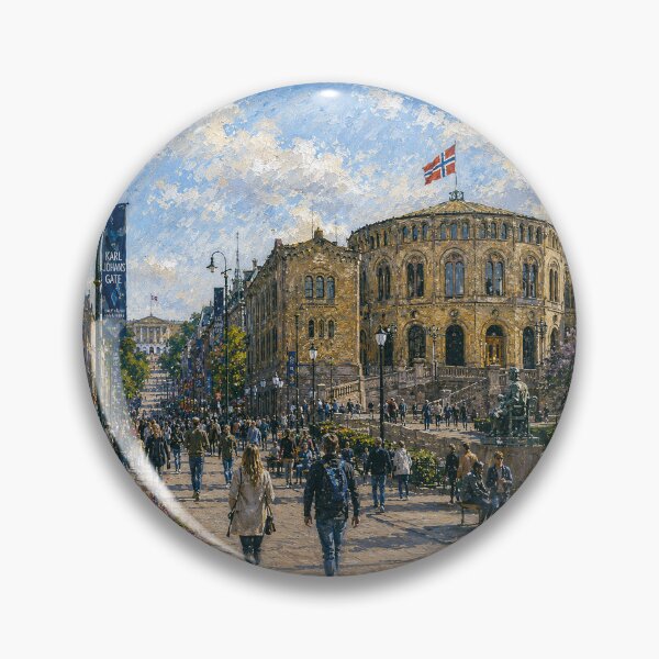 Item preview, Karl Johans Gate in Oslo painting, Norway – A Beautiful place in Scandinavia. designed and sold by GalleryKauffeld.