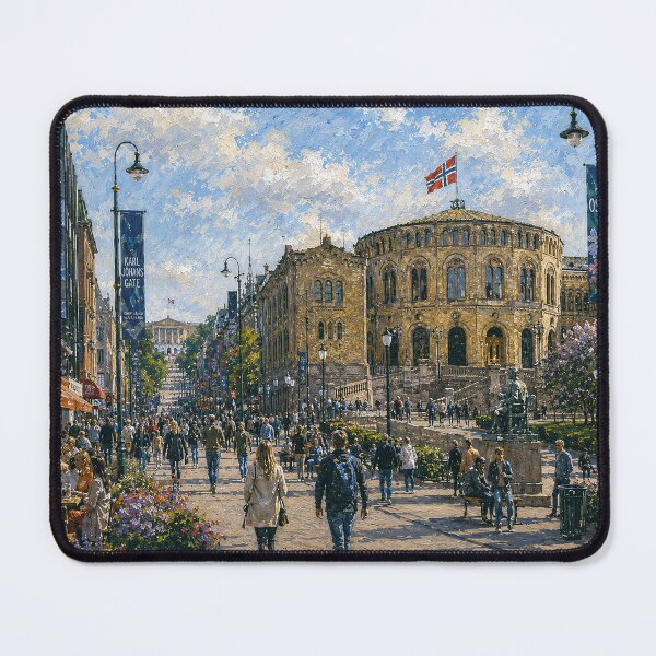 Item preview, Karl Johans Gate in Oslo painting, Norway – A Beautiful place in Scandinavia. designed and sold by GalleryKauffeld.