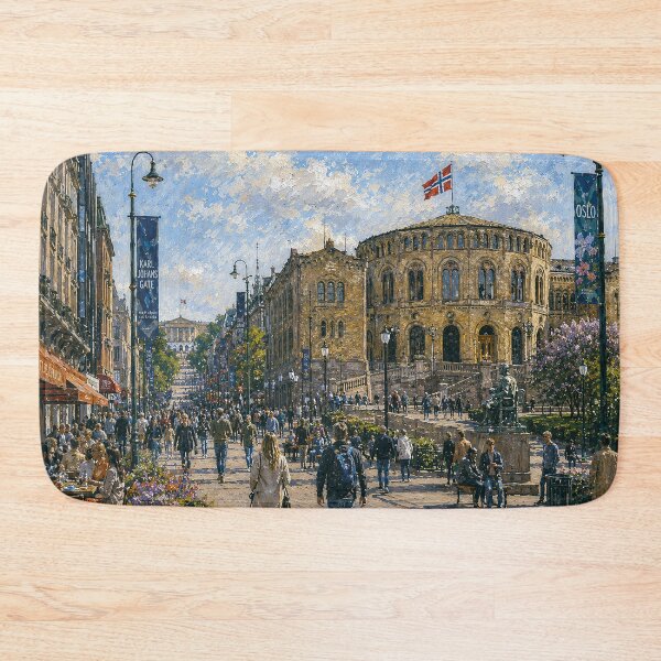 Item preview, Karl Johans Gate in Oslo painting, Norway – A Beautiful place in Scandinavia. designed and sold by GalleryKauffeld.