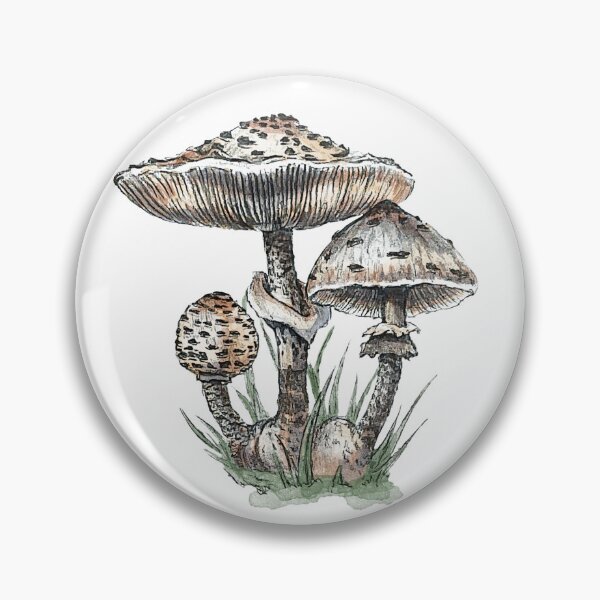Item preview, Realistic Parasol Mushroom – Pencil and Watercolor Botanical Fungi Art designed and sold by SaskiaFranken.
