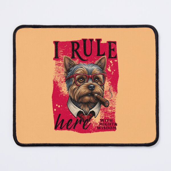 Item preview, Yorkshire Terrier Cigar Mafia Boss - I Rule Here designed and sold by PixelsPaws.