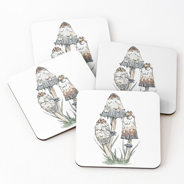 Item preview, Realistic Inky Cap Mushroom – Pencil and Watercolor Botanical Illustration designed and sold by SaskiaFranken.