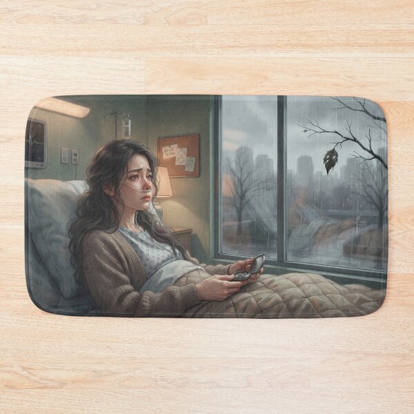 Item preview, The Last Leaf and Rainy Winter Window: Moody Hospital Room Aesthetic, Melancholic Lo-Fi  designed and sold by SOOstudio73.